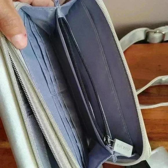 Brand New IHKWIP Convertible Wear Everywhere RFID Wallet Crossbody Silver Color - Picture 7 of 13